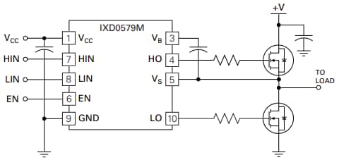 アプリケーション回路図 - IXYS Integrated Circuits IXD0579Mゲート ドライバー